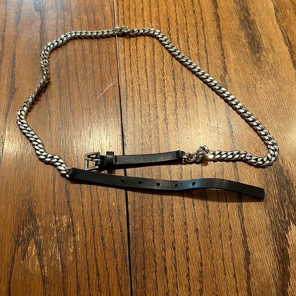 Black Leather With Silver Chain Belt main image 6
